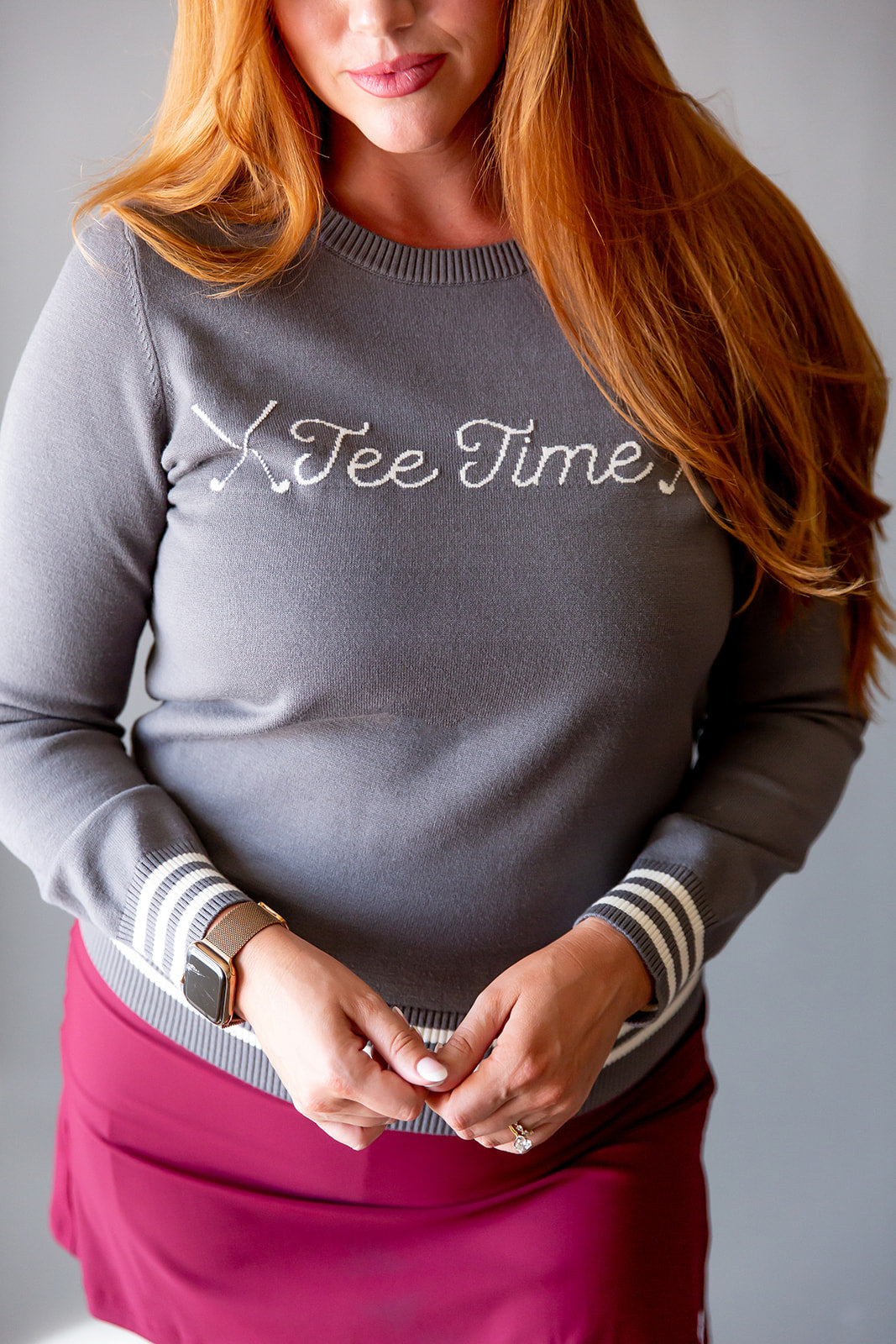 “Tee Time" Sweater- Dark Grey