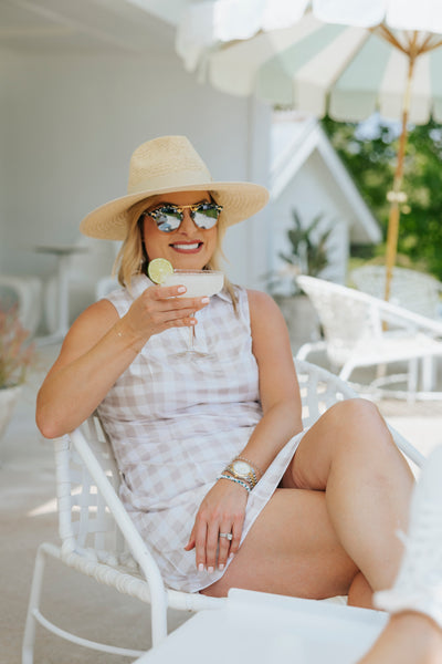 Gingham Sport Dress- Beige