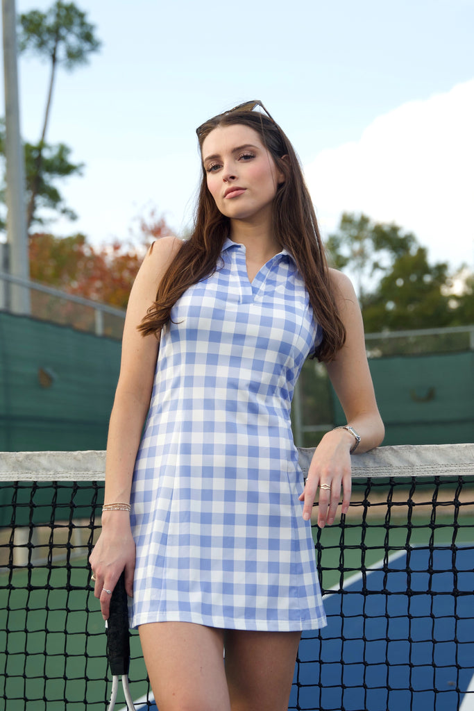 Gingham Sport Dress- Periwinkle