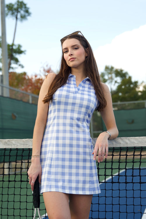 Gingham Sport Dress- Periwinkle